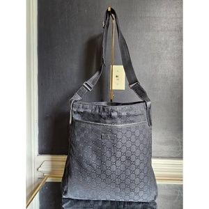 Authentic Gucci GG Canvas Crossbody Bag Black